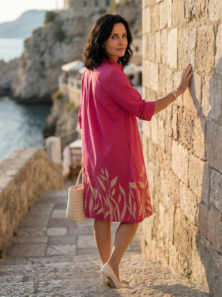 Dalia Midi Dress | Lightweight Botanical Print, Relaxed Fit, Knee-Length