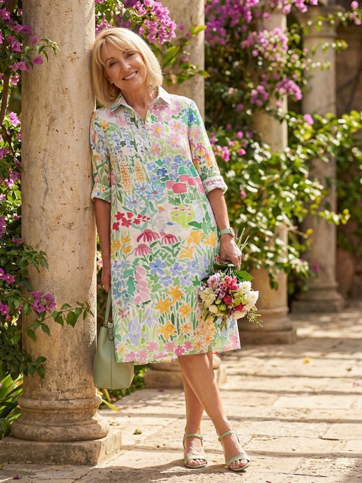Lina Womens Dress | Lightweight Floral Print, Knee Length