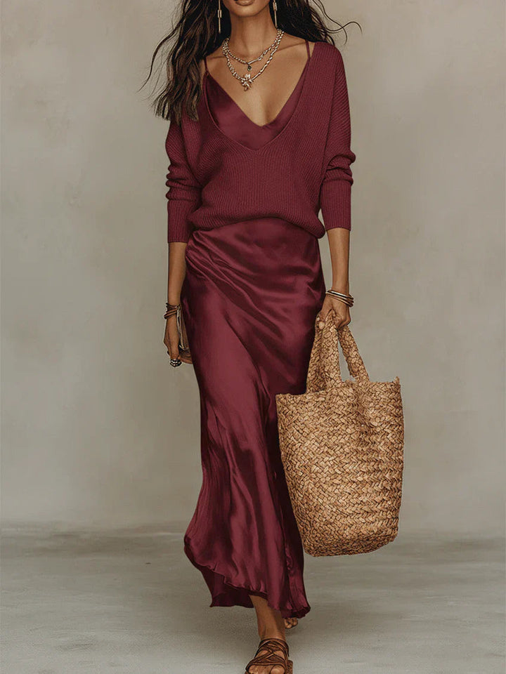 Solène Slip Dress &amp; Knit Set